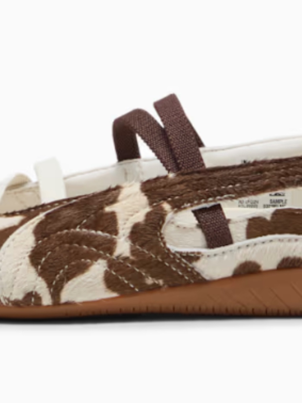 Puma Speedcat Brown and Cream Cow Print Ballet Flats - Picture 7 of 8